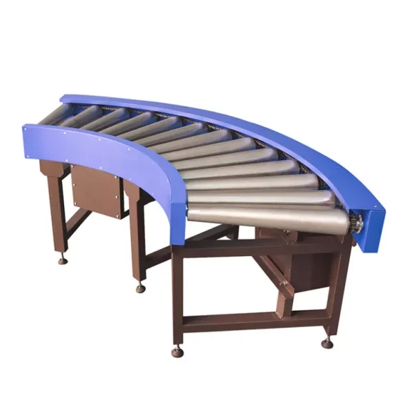 Băng tải con lăn cong 90 độ có động cơ